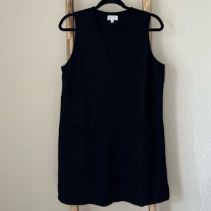 Black V Neck Dress with Front Pockets Size M